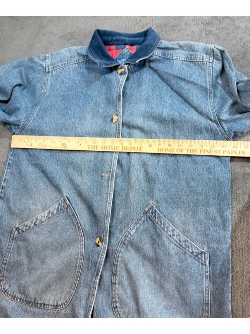 Denim Barn Utility Field Chore Coat Flannel Lined Chore Barn Jacket VTG 80s Lg - Picture 5 of 9